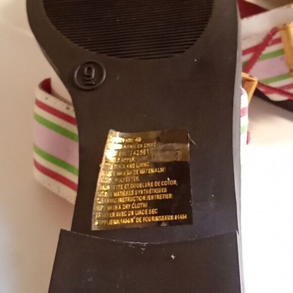 Square Toe Summer Pink Green And White Slide Sandals Sz 9 - Picture 5 of 5